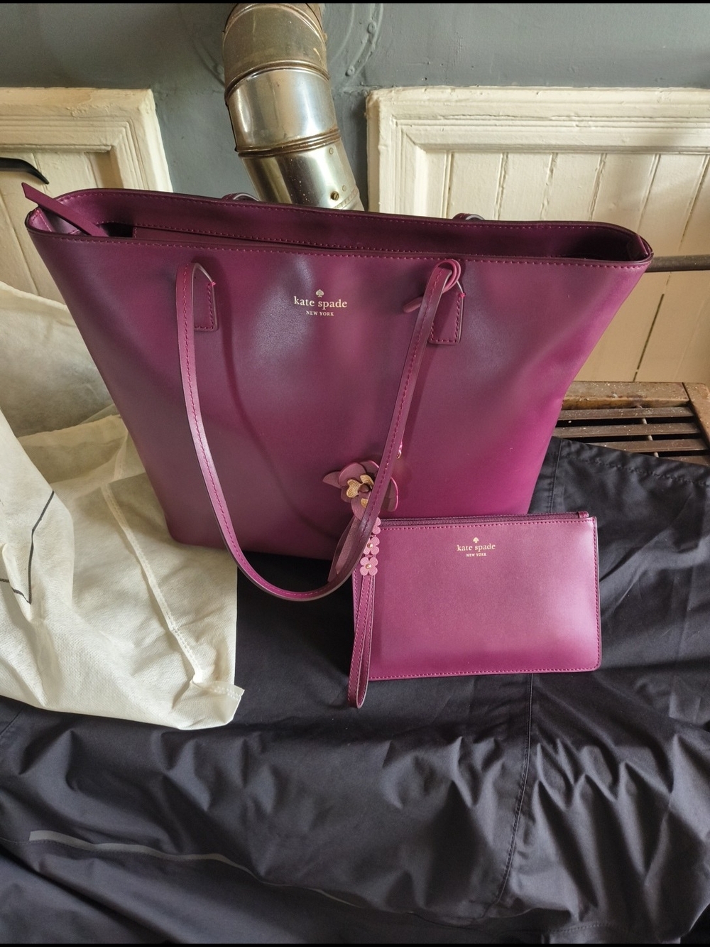 kate spade New Julianne Large Tote in Plum with small Pouch